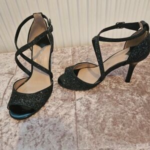 Chic Black Glitter Heels